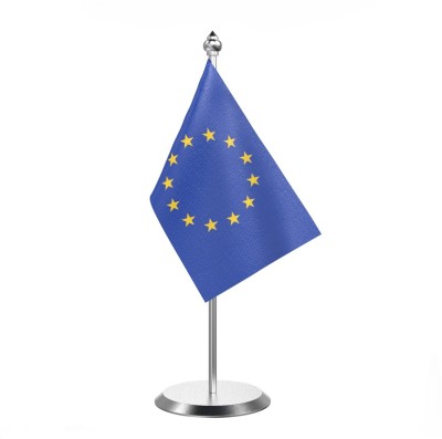 The Flag Company European Union Table Flag With Stainless Steel Base Rectangle Outdoor Flag(Polyester)