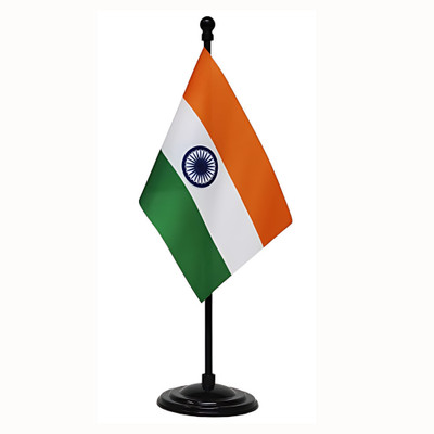 The Flag Company Indian Table Flag with A Round Base (Black) Rectangle Table Miniature Flag(Polyester)