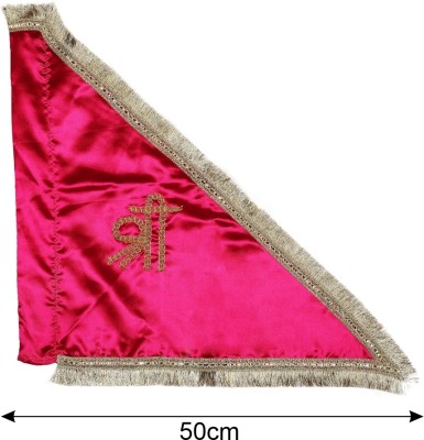DOKCHAN Shree Pink Satan Silk Flag With Gota Kiran Golden Border (50 CM) Rectangle Outdoor Flag Flag(Satin)