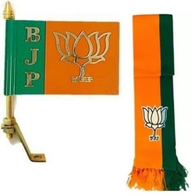 RG7 BJP car bonet flag with rod and bjp premuim quality body flag Rectangle Car Window Flag(Plastic)