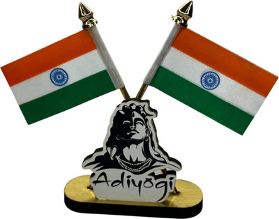 He and She SHOPPINGS Indian with adiyogi emblem For car dashboard Rectangle Car Dashboard Flag(Nylon)