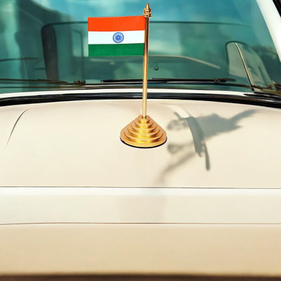 PANKU Indian Flag Rectangle Car Dashboard Flag(Plastic)