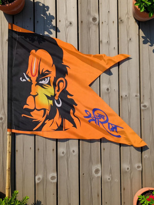 Anexa Big Size Hanumanji Printed Flag / Bajrangbali Flag / Flag for Hanuman ji Pack of 1 Size 40 x 60 Inch A-Foldable Outdoor Flag Flag(Satin)