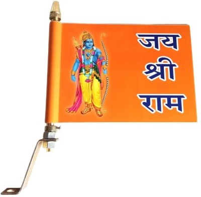 RG7 JAI SHREE RAM BHAGWA RAG BONET FLAG Rectangle Car Window Flag(Metal)