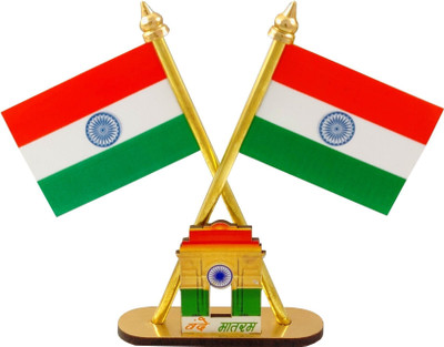 KIING Indian flag with vande matram for car dashboard and office table Double Sided Wind Car Dashboard Flag(Polyester)