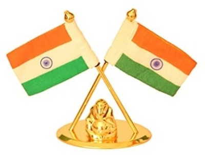 SGL Indian Flag with Ganpati Double Sided Wind Car Dashboard Flag(Metal, Pack of 1)
