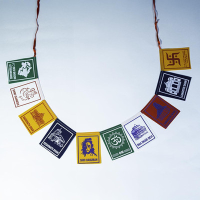 Uttarakhand Handicrafts Hindu Religious Prayer Flag Rectangle Car Window Flag(Cotton, Pack of 1)