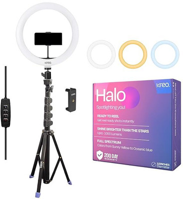 Kreo Halo 12 Inch Ring Light With Tripod, Reels Set, 3 Modes, Video Maker Ring Flash(White)