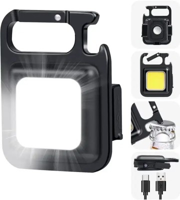 TFG Keychain Led Light with Bottle Opener, Magnetic Base and Folding Bracket Mini Torch(Black, 6 cm, Rechargeable)