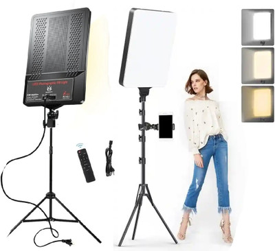FKU 19inch LED Video Light Panel Light 2700K-6500K Photo Studio Lamp with Tripod Flash(White)