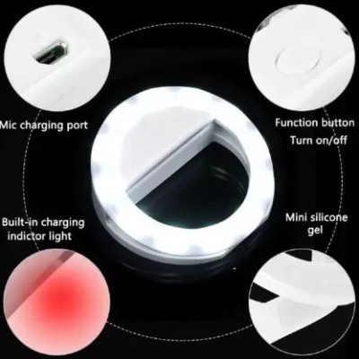 GARV 9Rechargeable Selfie Enhancing Portable Ring Light with Three Modes Flash(White)