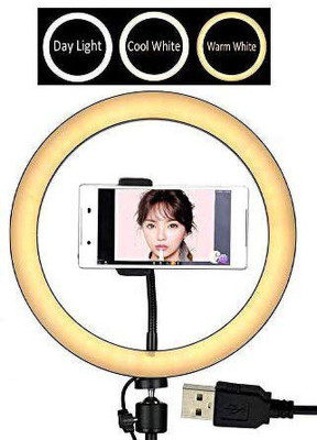 UZAN I 26cm Dimmable LED Studio Camera Ring Light Phone Video Light Lamp Selfie Ring Flash(Black)
