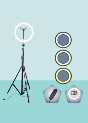 ZAXART 10 inch Selfie LED Ring Light, phone Holder, 7Feet Long Stand,360'5m long collar Ring Flash(White&Black)
