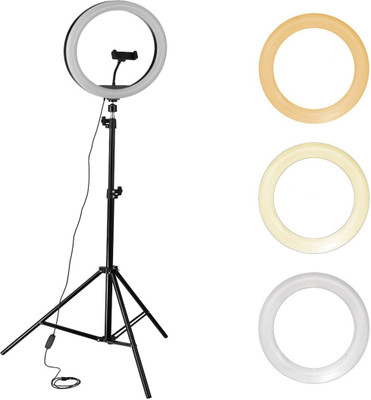 Casewilla 10 inch Big LED Selfie Ring Light with Tripod Stand 7 Feet | 3 mode Ring Flash(White, Black)