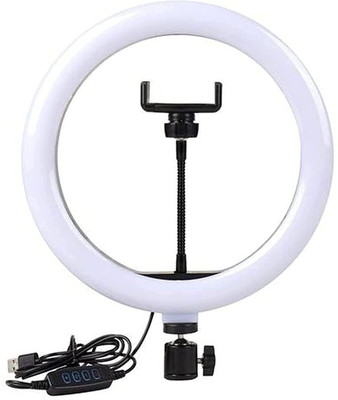 RECTITUDE 10 Inch LED Ring Light with 3 Level Brightness Dimmable Lighting for Photo Shoot Ring Flash(White)