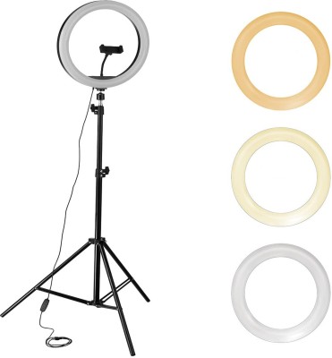 Flipkart SmartBuy 10 inch Big LED Selfie Ring Light with Tripod Stand 7 Feet | 3 mode Ring Flash(White, Black)