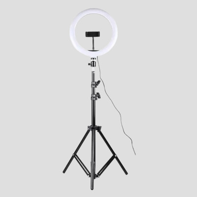 airtech LED Ring Light with Adjustable Tripod Stand and Phone Holder for Live Streaming Ring Flash(Black)