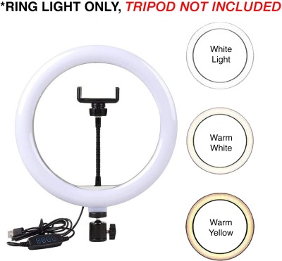 Casewilla Ten inch LED Selfie Ring Light with Mobile Holder for Photo, Video| 3 mode Ring Flash(White, Black)