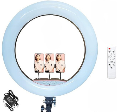 WHEELZ&MOUNTZ 18-Portable LED Ring Light with Dimmable Lighting Touch button with Holder Ring Flash(White, Warm White, Cool White)