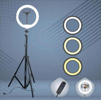 ZAXART 10 inch Big LED Selfie Ring Light with Extendable Tripod Stand 7 Feet trending Ring Flash(White&Black)