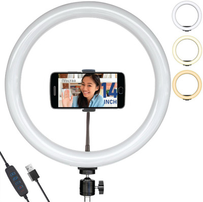 ZAXART 10 inch Selfie LED Ring Light Ring Flash (White&Black) Ring Flash(White&Black, White)