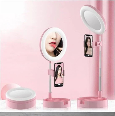 NAKSHT LED Dressing Round Selfie Meirror for Makeup Light Ring Adjustable Ring Flash(Multicolor)