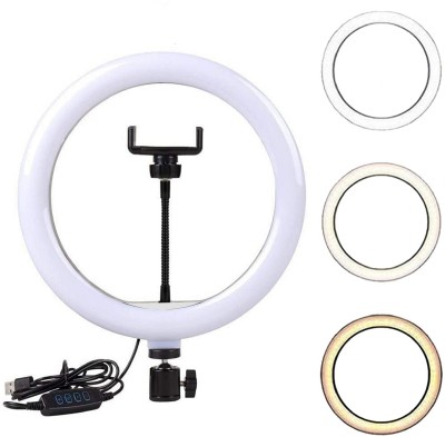 Casewilla 10 inch LED Selfie Ring Light with Mobile Holder for Photo, Video| 3 mode Ring Flash(White, Black)