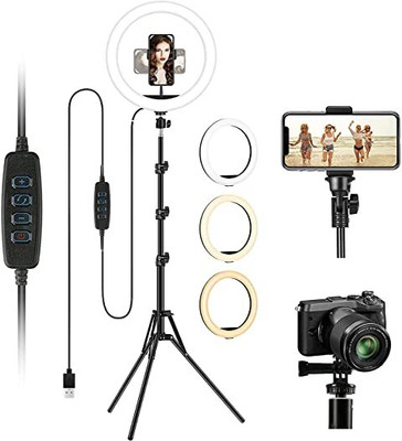 Treadmill Ring Light with Tripod Stand - 10 Inches Big Led Ring Light for Camera Ring Flash(Multicolor)