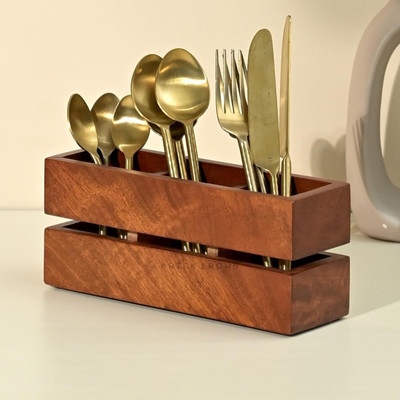 Brick Brown Empty Cutlery Holder Case(Brown  Holds 20 Pieces)