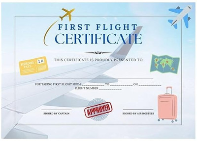 POLARIS FOX First Flight Certificate, A5 Size, 14.8 x 21 cm, Aviation Travel Keepsake Dart Flight(Pack of 1)