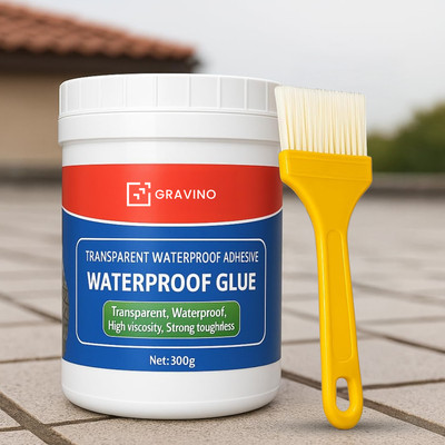 Gravino Invisible Waterproof Glue with Brush Strong Anti-Leakage Agent Latex Floor Coating Paint(300 mL)