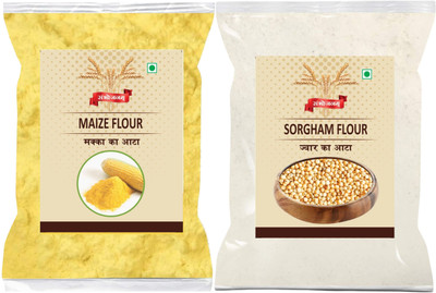 Sambhojanam Best Quality Combo of Makka Atta & Jowar Atta 900 gm Each(1.8 kg, Pack of 2)