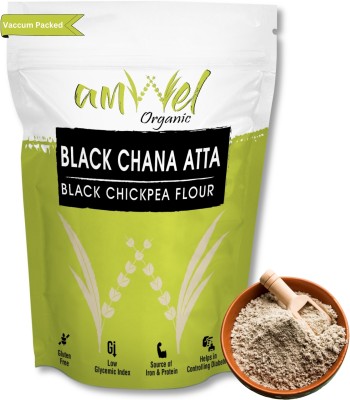 Amwel Organic Black Chickpea Flour | Kala Chana Atta | 450g x 2pc | Gluten Free Low GI(0.9 kg, Pack of 2)