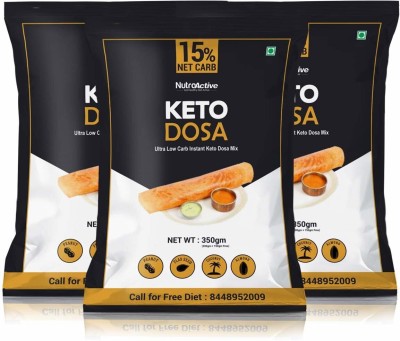 NUTROACTIVE Keto Dosa Mix, Gluten Free, 2 gm Net Carb Per Dosa- 350 g (Pack of 3)(0.35 kg, Pack of 3)