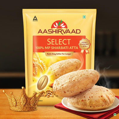 AASHIRVAAD Select Atta, Made from 100% MP Sharbati Wheat for Softer Rotis(10 kg)