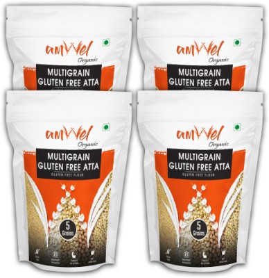 Amwel Organic Multigrain Gluten Free Atta | 900g x 4 pc | Five Super Grains(3.6 kg, Pack of 4)