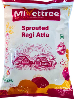 millettree Sprouted Ragi Atta/Flour, Chakki Ground Finger Millet Flour, Gluten Free(500 g)