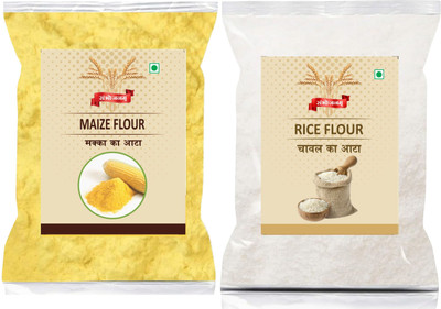 Sambhojanam Best Quality Combo of Makka Atta & Rice Atta 900 gm Each(1.8 kg, Pack of 2)
