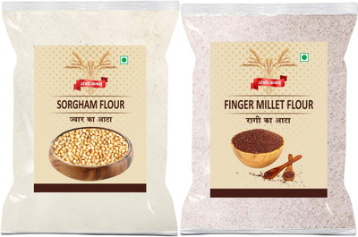 Sambhojanam Best Quality Combo of Ragi Atta & Jowar Atta 900 gm Each(1.8 kg, Pack of 2)