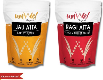 Amwel Combo of Barley, Finger Millet Flour| Jau + Ragi(0.9 kg, Pack of 2)