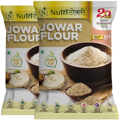 Nutri tokri Jowar Flour Chakki Ground Jowari Atta Millet Flour Each Pack contains 950 Gm(1.9 kg, Pack of 2)