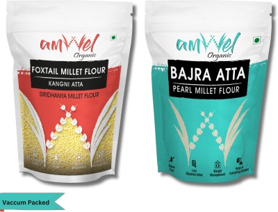 Amwel Combo of Foxtail Millet Flour 450g + Pearl Millet Flour 450g | Bajra + Kangni(0.9 kg, Pack of 2)