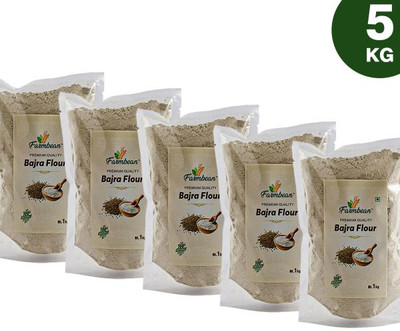 Farmbean Organic Bajra Flour|Bajra Sabut|Pearl Millet Flour|Bajra ka Ata|Sajje|Kambu Mavu(5 kg, Pack of 5)
