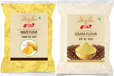 Sambhojanam Best Quality Combo of Makka Atta & Chana Atta 900 gm Each(1.8 kg, Pack of 2)