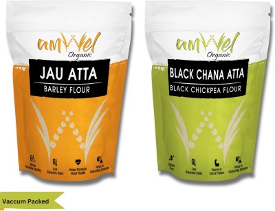 Amwel Combo of Barley Flour 450g + Black Chickpea Flour 450g | jau + chana(0.9 kg, Pack of 2)