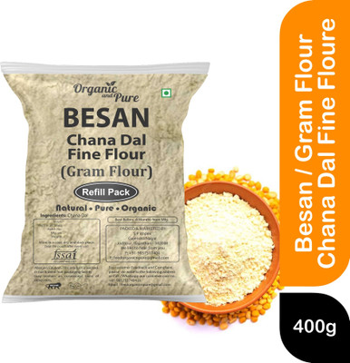 Organic and Pure Besan Gram Flour Chana Dal Fine Flour for Laddu Face Skin Body Bathing (Refill)(0.4 kg)