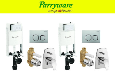 Parryware Half Frame Concealed Cistern, with divater body upper edge set of 2 pic 070 Dual Flush Tank(White 10 L)