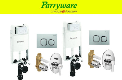Parryware Half Frame Concealed Cistern, with divater body upper cleart set of 2 pic 051 Dual Flush Tank(White 10 L)