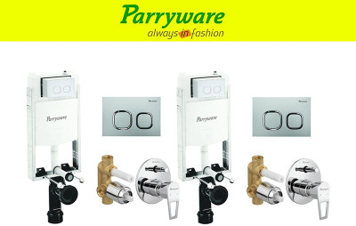 Parryware Half Frame Concealed Cistern, with divater body upper espiron set of 2 pic 369 Dual Flush Tank(White 10 L)