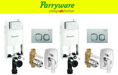 Parryware Half Frame Concealed Cistern, with divater body upper crust set of 2 pic 117 Dual Flush Tank(White 10 L)